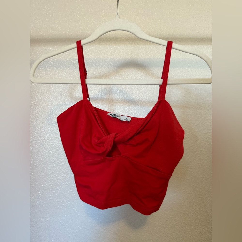 Hollister Red Knot Front Crop Top